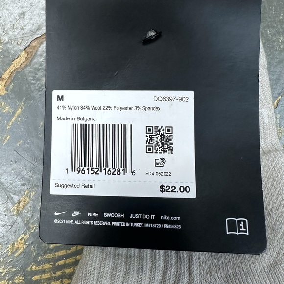 Nike Socks 1/4 Height DQ6397-902 Dark Grey Beige Everyday Essential - Picture 5 of 5